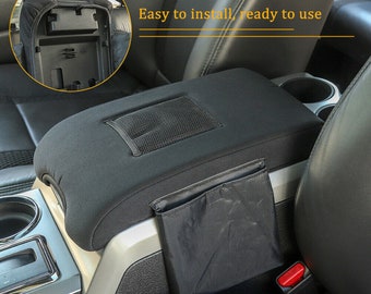 BLACK STITCHING ARMREST LID LEATHER SKIN COVER FITS FORD F150 F-150 1997-2003