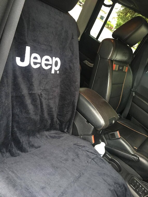One Jeep Car Slipon Beach Towel Seat Covers Comes In Black Gray Tan And Cabana Easily Slides Down Over Headrest With Logo