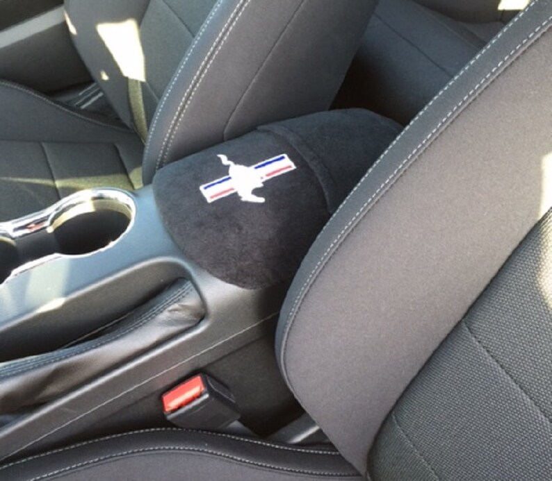 Ford Mustang 2018 2019 Custom Black 100 Cotton Terry Velour Center Console Cover With Embroidered Logo