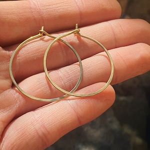 Sale Hoop earrings gold plated, Hoop earrings, Sterling silver, smooth hammered, size of your choice