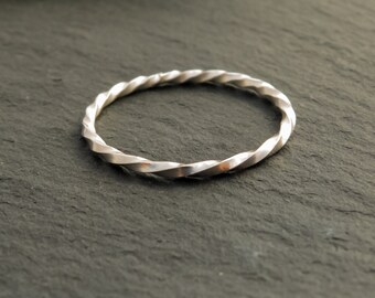 Cord ring, sterling silver, stackable ring, stacking ring