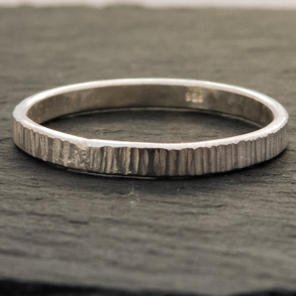 Ring, 925er Silber, gehämmert, Silberring, 2mm