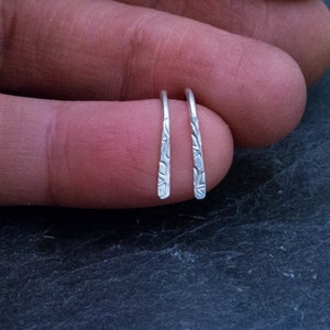 Mini earrings, sterling silver, hammered