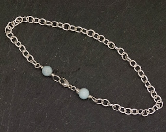 Bracelet, sterling silver, larimar, length of your choice