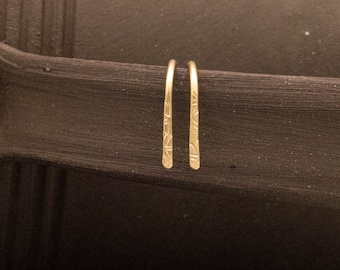 Mini earrings, gold, 8 CT, solid gold, hammered