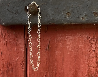 Bracelet, argent massif, coeurs, bracelet, chaine coeur, longueur au choix