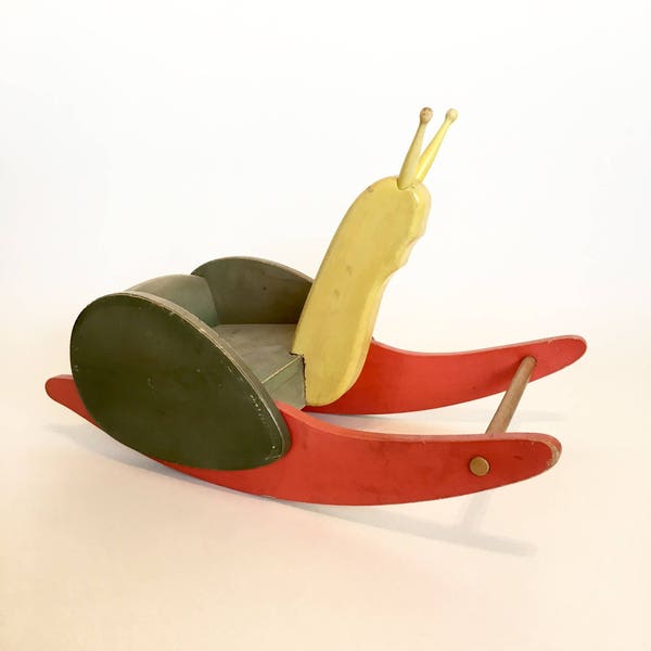 Antonio Vitali wooden toy - Rocking Snail - Rare Swiss Design - Mid Century Herman Miller Eames Era - Perfect Gift