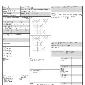 Nursing Brain Sheet 2 / Report Sheet / large boxes / open space / Nursing Student / Telemetry / ICU / MedSurg / Nurse / RN /LPN / Custom