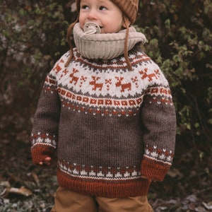 Knitting Pattern PDF Kids Christmas Lopapeysa Sweater 1-12 years for