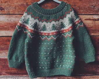 Knitting Pattern PDF Magic Forest Sweater for kids