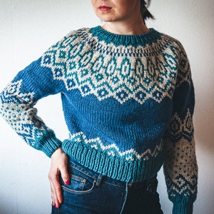 Isfjorden Round-Yoke Sweater Knitting Pattern instant download PDF Lopapeysa