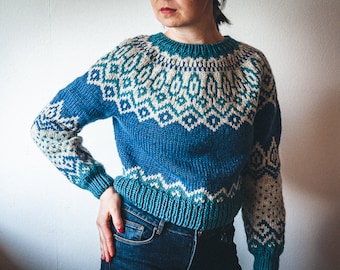 Isfjorden Round-Yoke Sweater Knitting Pattern instant download PDF Lopapeysa