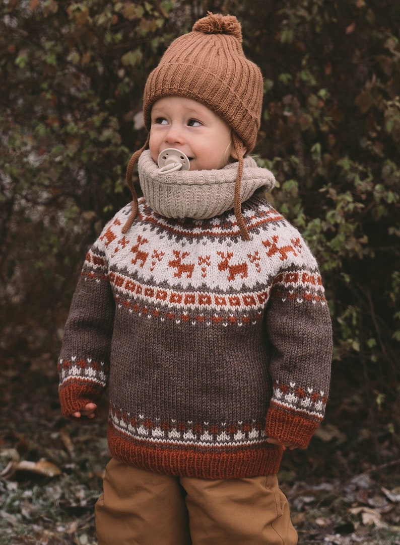 Knitting Pattern PDF Kids Christmas Lopapeysa Sweater 1-12 years for image 1