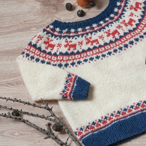 Knitting Pattern PDF Kids Christmas Lopapeysa Sweater 1-12 years for image 4