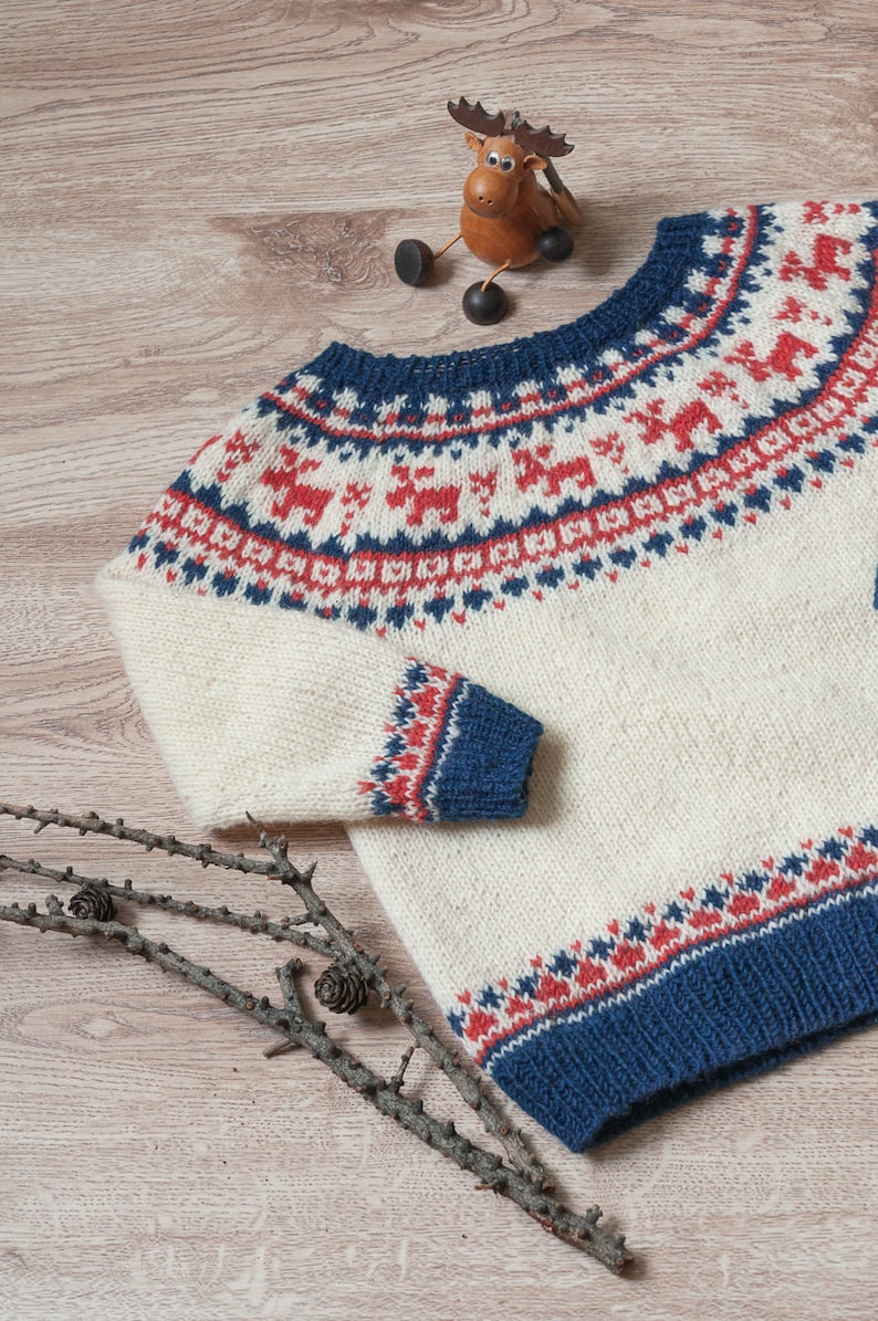 Knitting Pattern PDF Kids Christmas Lopapeysa Sweater 1-12 years for image 4