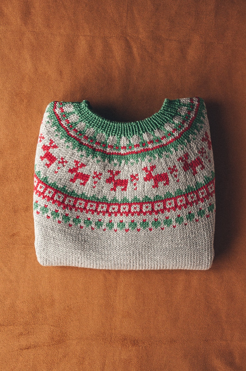 Knitting Pattern PDF Kids Christmas Lopapeysa Sweater 1-12 years for image 2