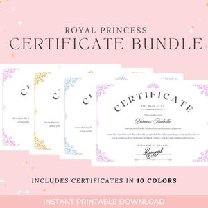 Royal Princess Certificate Bundle || Princess Party Birthday Certificate Bundle