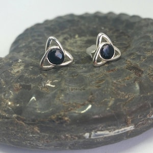 Whitby Jet and sterling silver Celtic knot stud earrings
