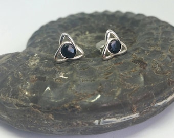 Whitby Jet and sterling silver Celtic knot stud earrings
