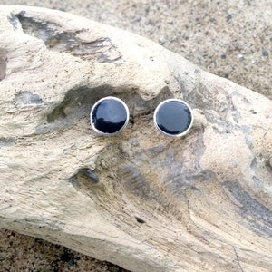Whitby Jet and sterling silver stud earrings