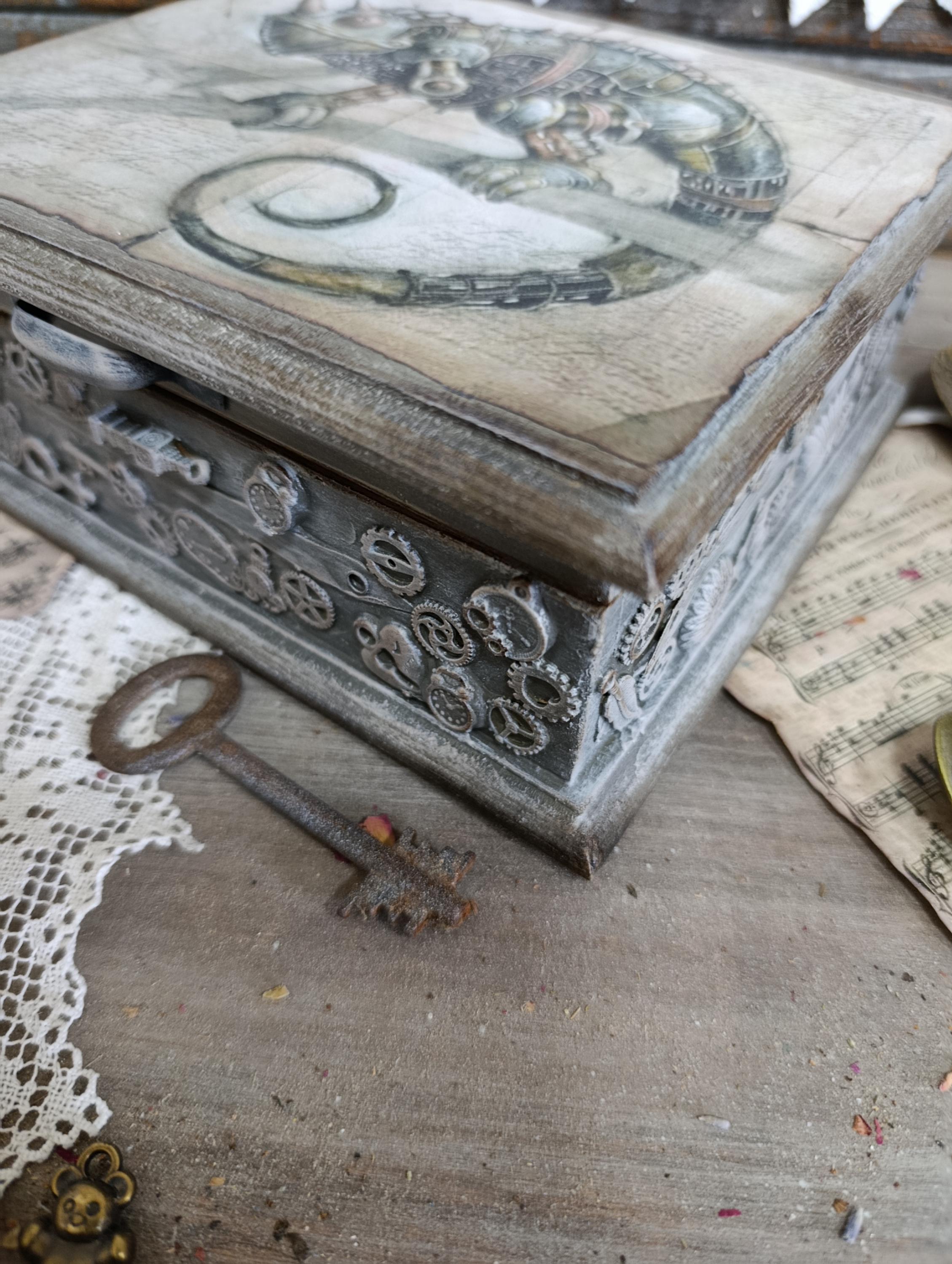 Keepsake Box for Men, Wooden Memory Box, Steampunk Storage Box, Gift ...