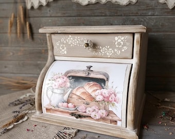 Vintage bread box, breadbox for kitchen countertop, bread basket, kitchen organizer, pantry storage, kitchen cabinet food storage
