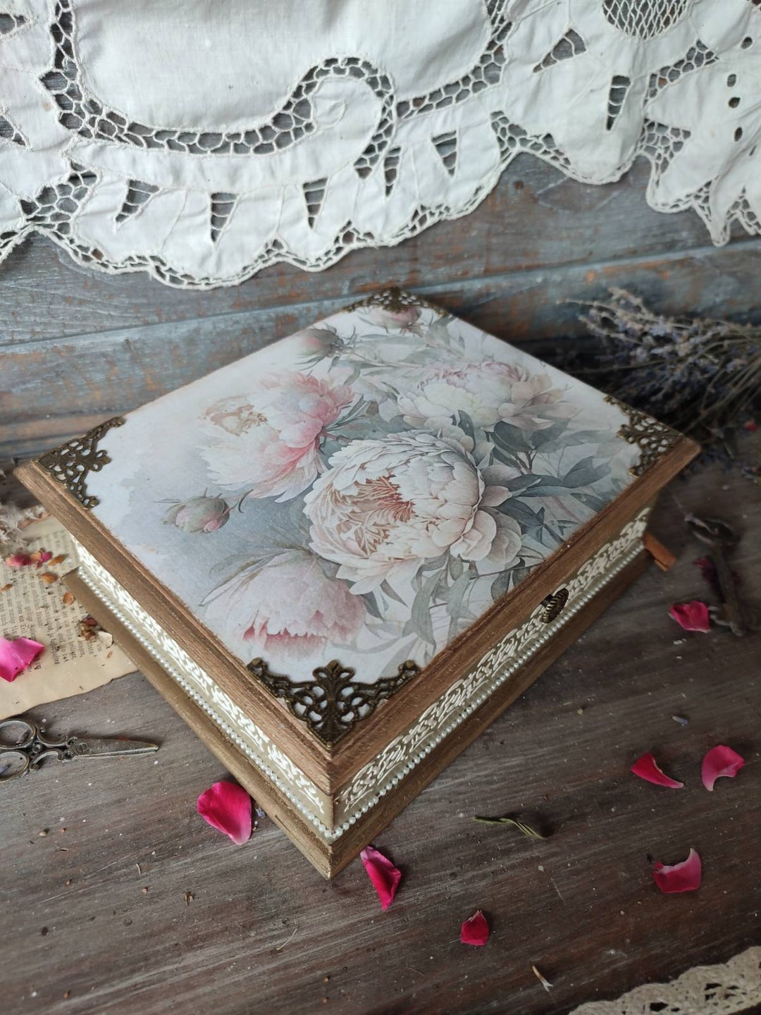 Jewelry Organizer Vintage Floral Jewelry Box – Shabby Chic Jewelry ...