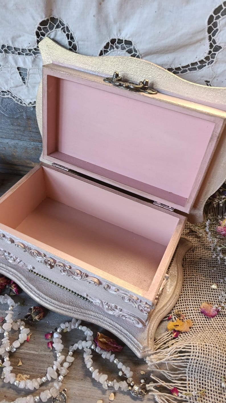 Keepsake Box Vintage Rose Jewelry Box Shabby Chic Wooden Memory Box ...