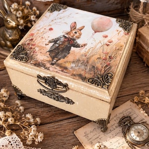 Handgefertigte Erinnerungsbox aus Holz in Hasenform, Vintage-Schmuckaufbewahrung in Hasenform, Erinnerungsbox für Kinder