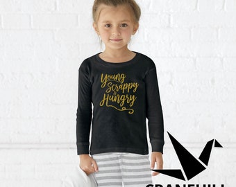 Hamilton Toddler pjs Young Scrappy Hungry, Great Holiday Gift for Hamilton Fan, Hamilton Lover Stocking Stuffer