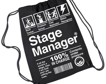Stage Manager Drawstring Backpack, Theater Rehearsal Bag