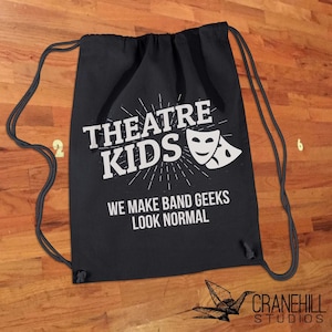 Theatre Kid Rehearsal Bag. Easy Drawstring Kids Tote Bag for Theater or Dance Class. Broadway Lover Gift for Musical Actor Dancer Musician