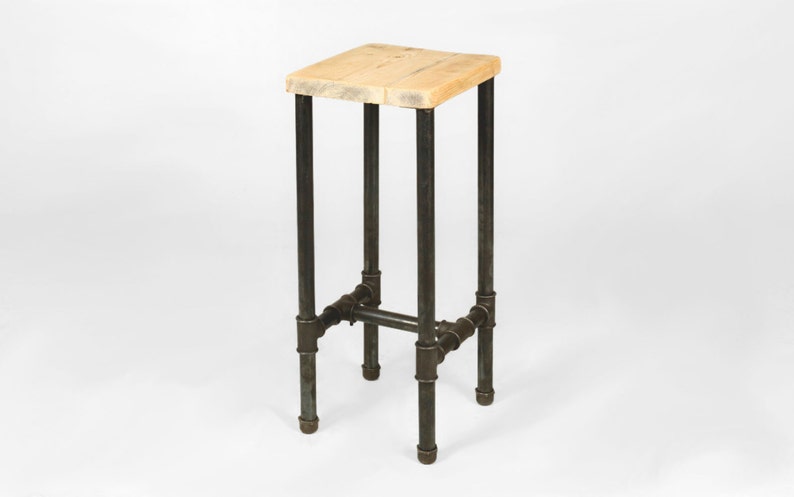 Bar Stool Handmade From 1 Inch Steel Gas Pipe And Reclaimed Image 0