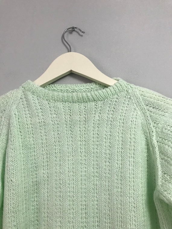 Handmade hand knitted aqua mint green long sleeve… - image 7