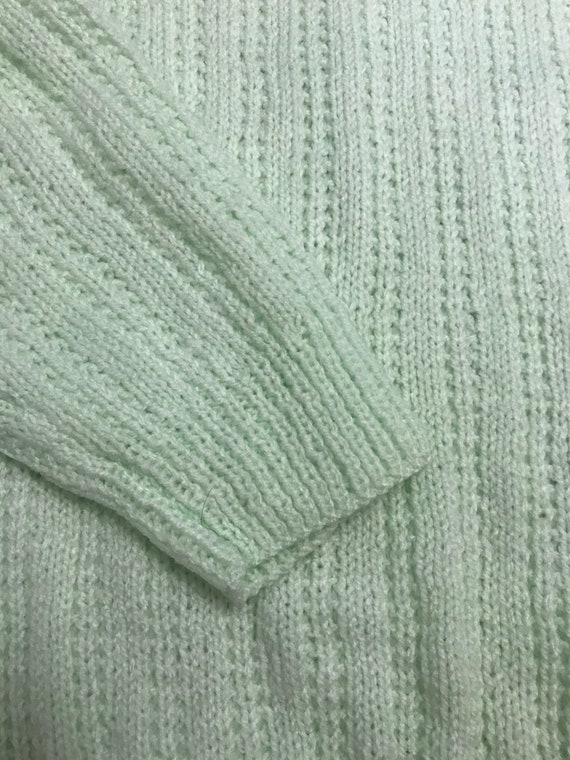 Handmade hand knitted aqua mint green long sleeve… - image 10