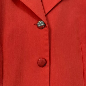 Vintage deadstock 80s does 40s bright coral red short sleeved blazer floral patterned bow pockets embroidered smart formal jacket size 10 12 image 4