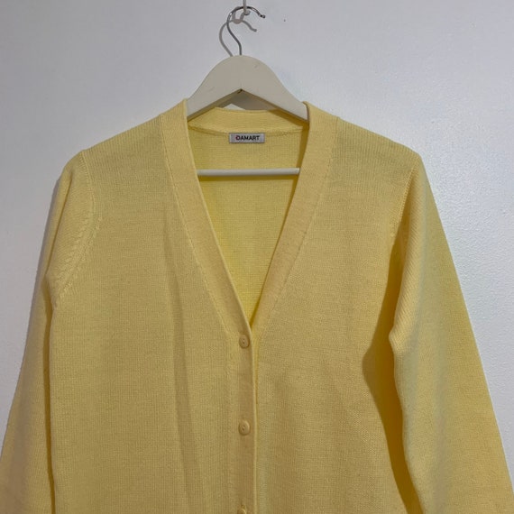 Vintage Upcycled Sweatshirt Womens XL Yellow Cardigan Hand