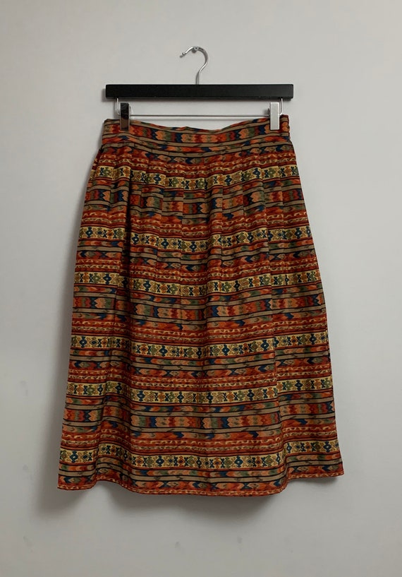 Vintage retro 90s Aztec ethnic tribal print orang… - image 8