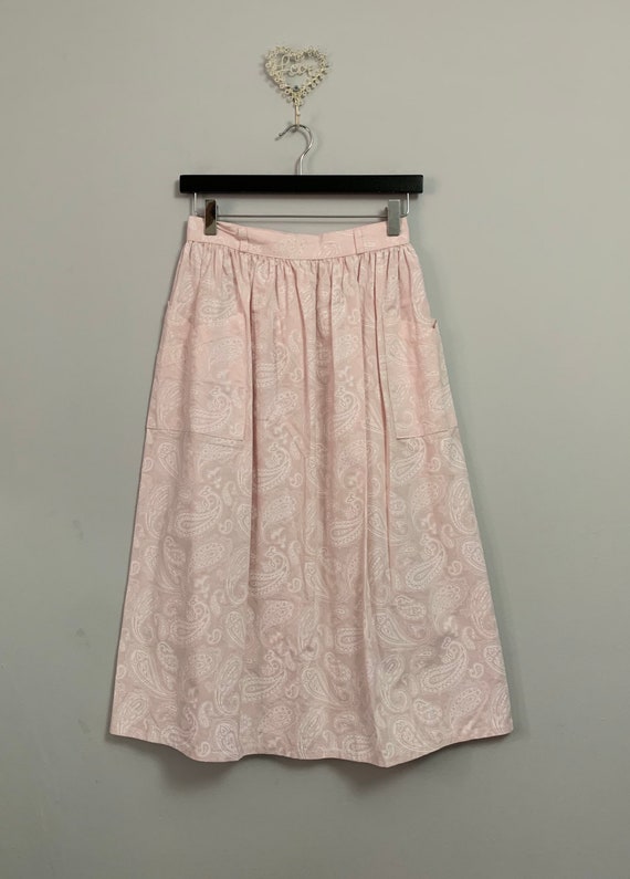 Vintage 50s-60s Handmade Pink Paisley Knee Length Dress Pleated Skirt Women/'s Size Medium Free US Shipping