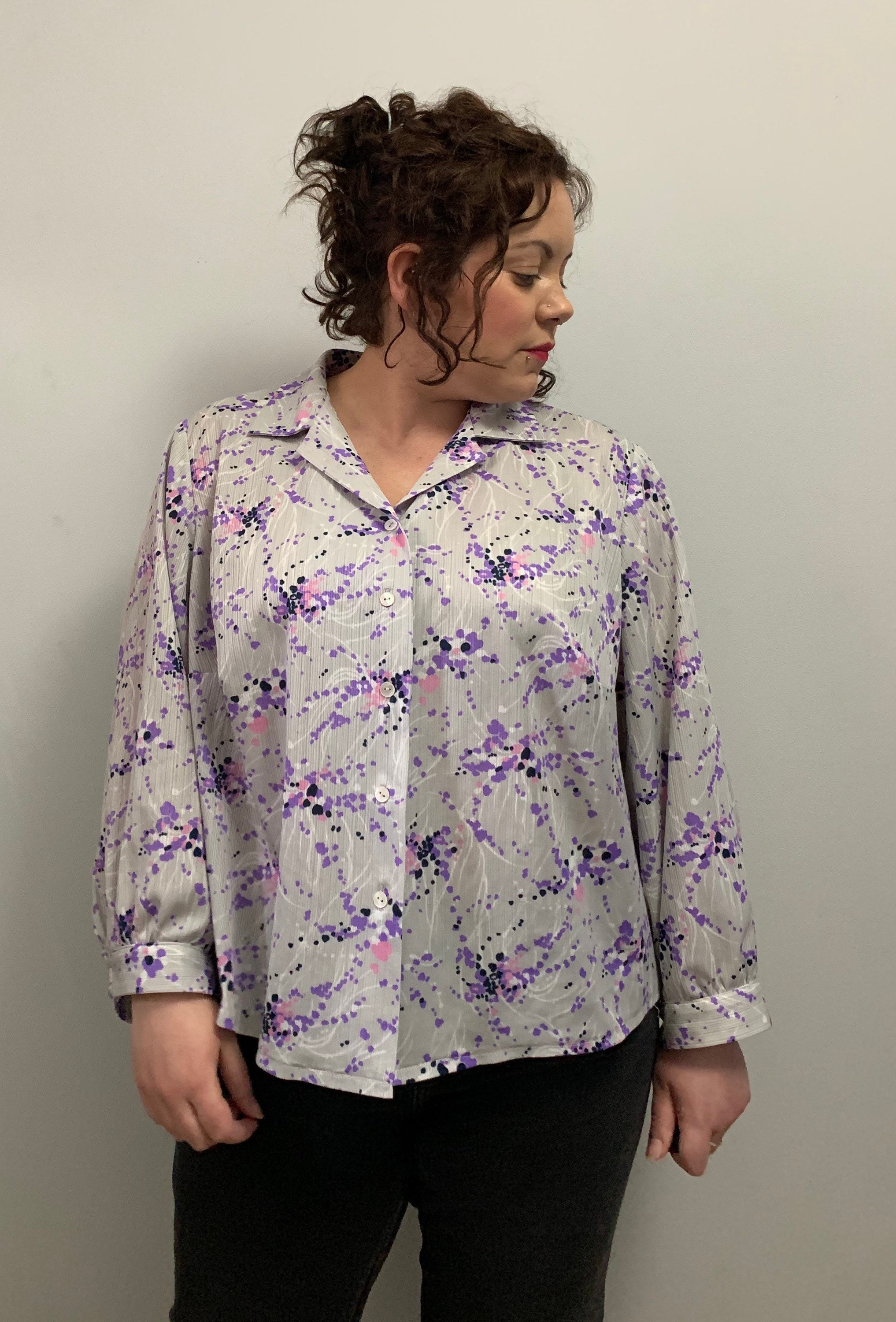 Vintage Handmade Plus Size Arty Abstract Patterned Purple Grey - Etsy