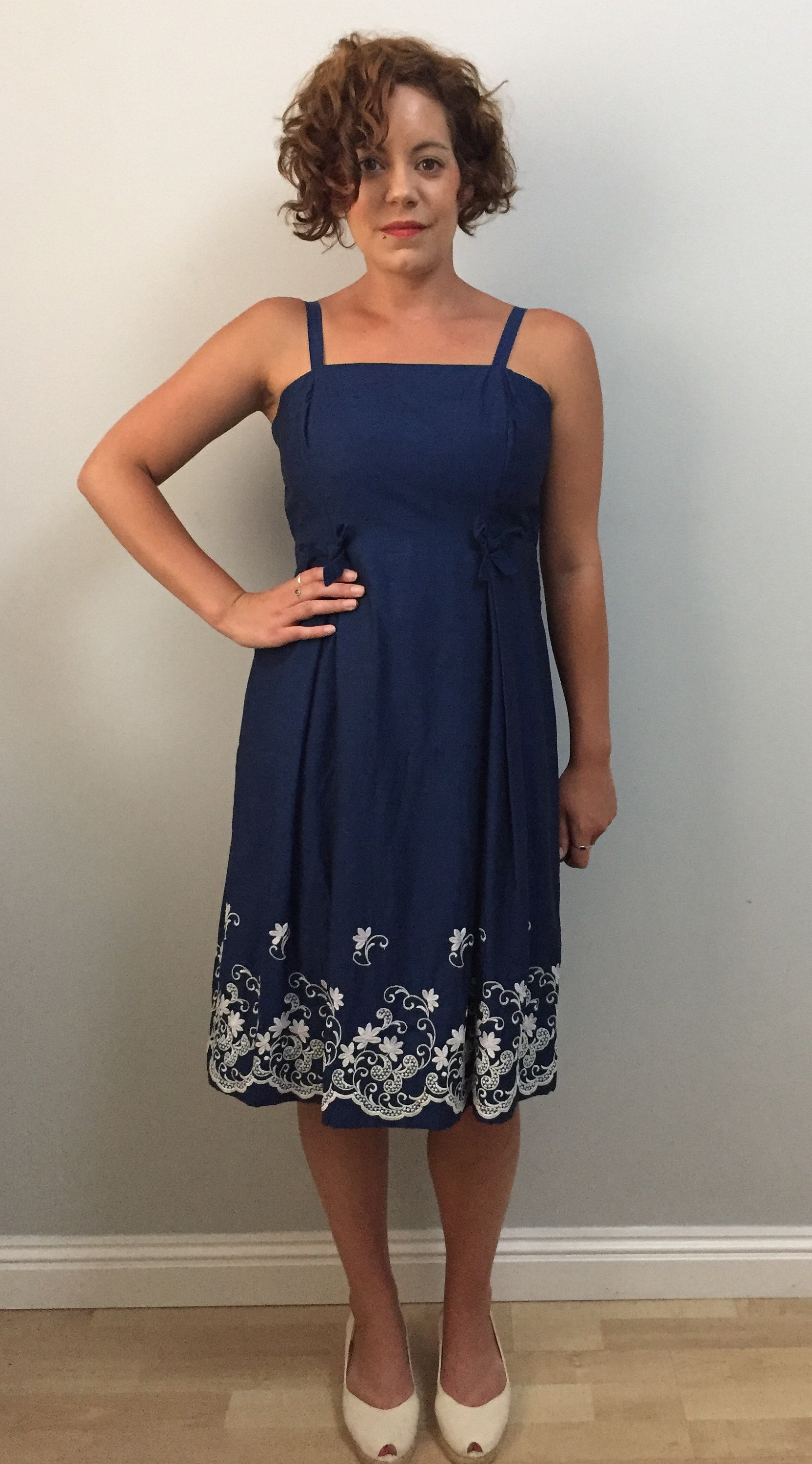 white christmas dresses Shimmer Bodre Chiffon Tiered Cocktail Dress - Navy main image 0