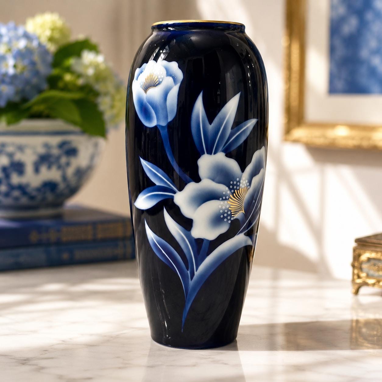 Antique Japanese Blue White Vase - Etsy