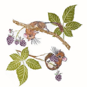 Hazelmuis : kunstkaart A6 met een natuur illustratie. dieren postkaart, lino druk, natuurkaart, natuur illustratie, art print, muis print