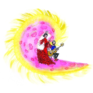 Art print A5: flamenco illustratie, flamenco dans poster, dans poster, flamenco poster, spaanse dans, gitaar