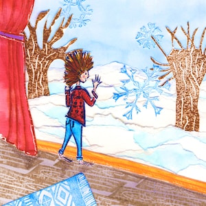 Winter junge Postkarte A 6 / Weihnachtskarte / Kunstkarte / Mini-Plakat / Postkarte / Schnee / Kunstdruck / Winter-Karte / Neujahrskarte