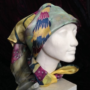 Silk shawl handpainted / Luxury painted silk