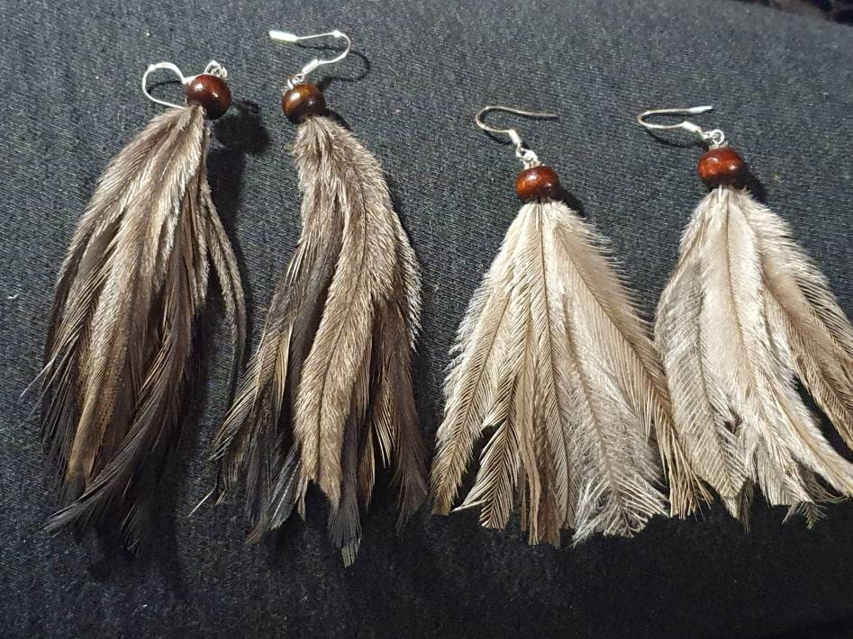 Emu Feather Earrings Etsy