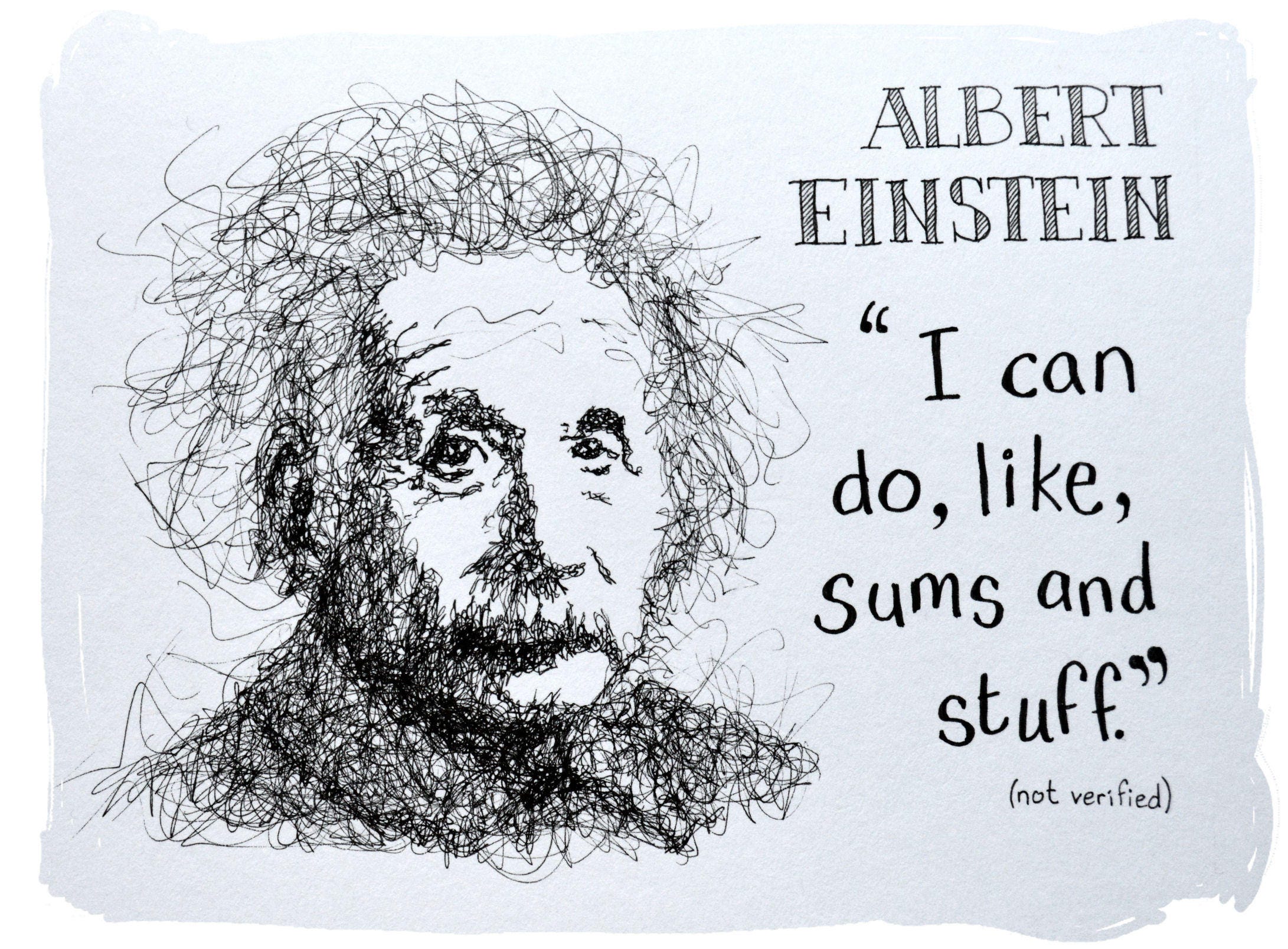 1970 Matted Print of Albert Einstein, a Pencil Drawing by Artist Kirwan -  Etsy