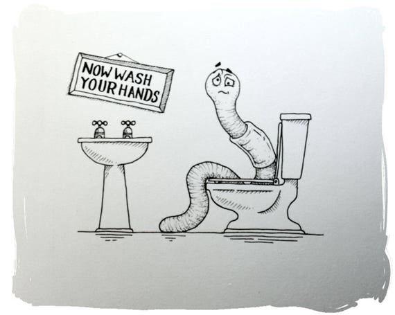 ORIGINAL now Wash Your Hands Worm Drawing, or 1 of 25 Ltd Edition Prints  Funny Bathroom Art, Toilet Picture, Original Ink, Unique Gift -  Canada