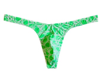 Glo Green-White Super Slim ED* Thong * Swimsuit